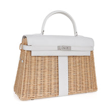 Load image into Gallery viewer, Kelly 35 Picnic Bag White Swift Leather / Osier (Wicker) Limited Edition
