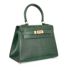 Load image into Gallery viewer, Vintage Kelly 20 Sellier Mini Vert Moyen Lizard Gold Hardware
