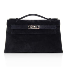 Load image into Gallery viewer, Kelly Pochette Black Doblis Suede Palladium
