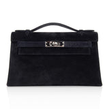 Kelly Pochette Black Doblis Suede Palladium