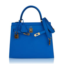 Load image into Gallery viewer, Kelly 25 Sellier Bag Blue Frida Epsom Leather with Gold Hardware