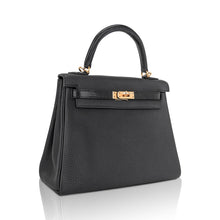 Load image into Gallery viewer, Kelly Touch 25 Retourne Bag Black Lizard Togo Leather Gold Hardware