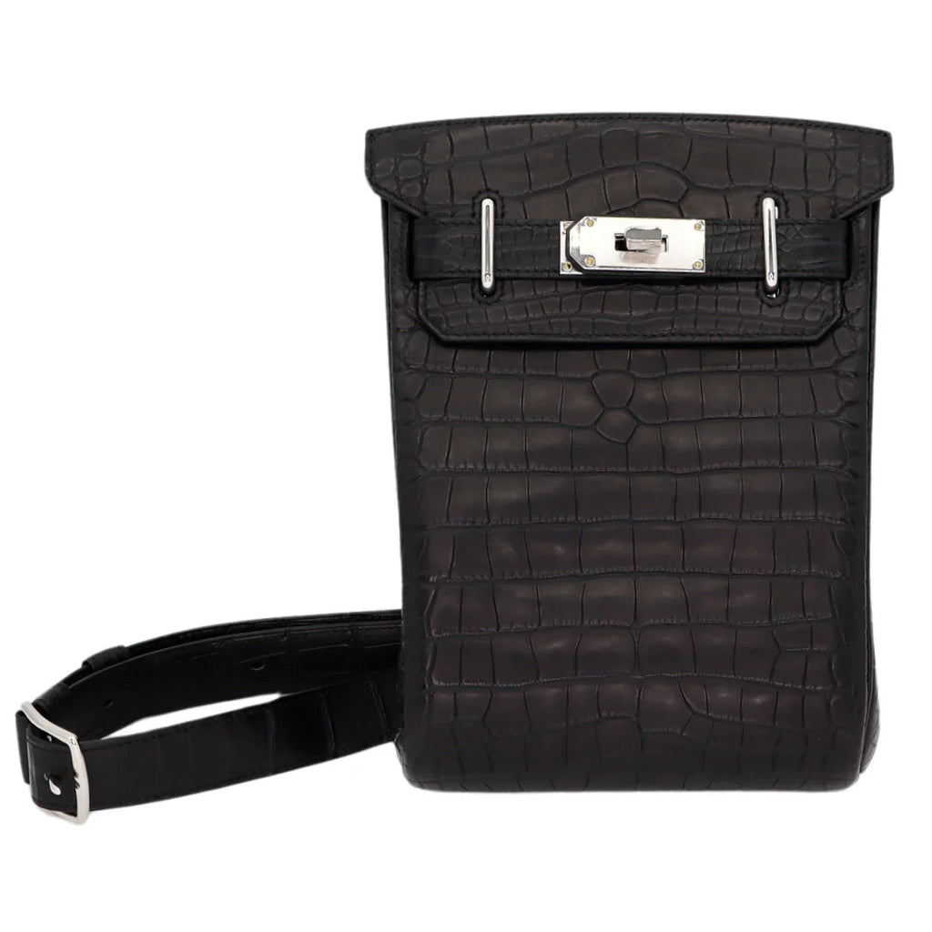 Backpack Black Matte Alligator Palladium Hardware